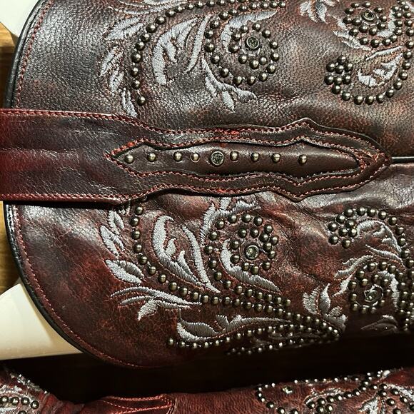 Luchesse Red Oklahoma Angelina Women’s Western Boots Size 7B Embroidered Bling - Picture 10 of 16